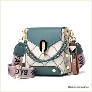 Small Crossbody Bag with Wide Strap, PU Leather, Phone Purse